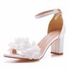 Fashion Flower Band Bridesmaide Shoes Woman Wedding High Heels Sandals Ankle Strap Wedges Cover Heeled Tacones Ladies Office Dress Pumps