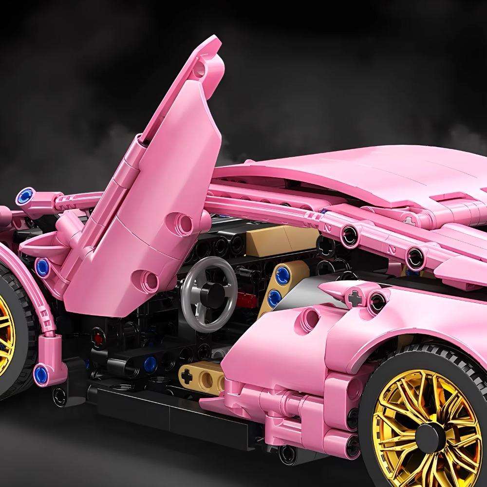 1:14 Auto Sportiva Rosa Giocattolo Radiocomandato Giocattolo da Costruzione Regalo di Compleanno Modello Auto Sportiva MOC (1314+ particelle)