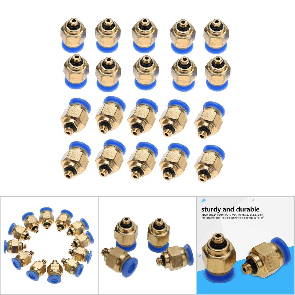 Tubo Aria 4mm Raccordi Rapidi Pneumatici Filettatura Maschio Connettore Dritto Push-In (PC4 M5 20 pezzi)