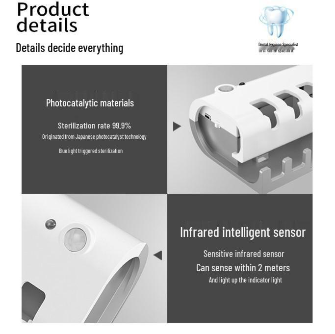 Wall-Mounted Automatic Toothpaste Dispenser & Multifunctional Toothbrush Holder with Sterilization