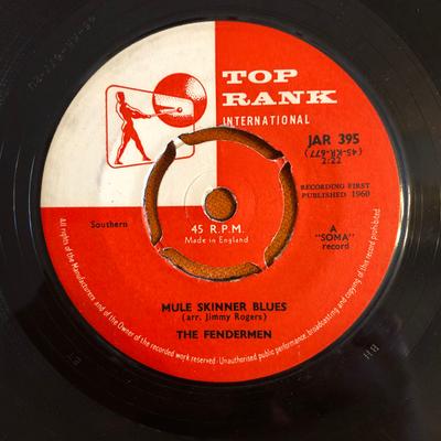 Disco de 7 pulgadas FENDERMEN - Mule Skinner Blues / Torture JAR395 Top Rank Intern 1960 UK Rock Usado