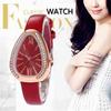 Fashion Ladies Casual Triangle Dial Watches Snakeskin Strap Roman Digital Wrist Watch