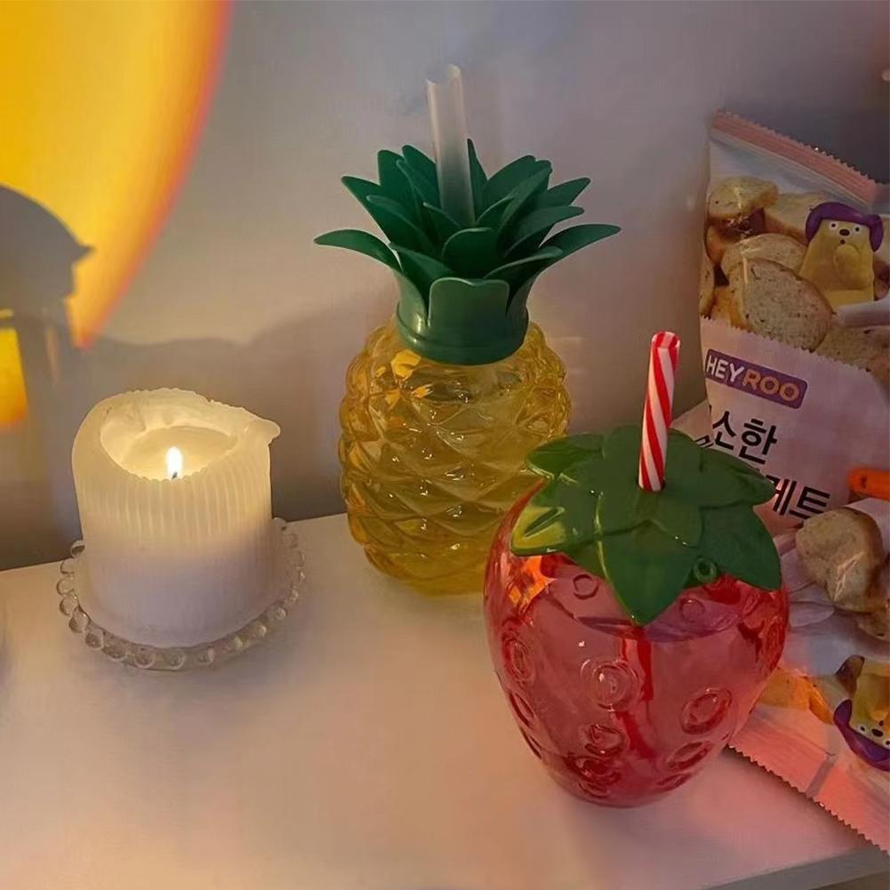 

10 шт. стаканчиков для вечеринки в виде клубники и ананаса с трубочкой, стаканчики для сока, стаканчики для воды в форме фруктов, декор для летней пляжной вечеринки у бассейна в стиле фламинго