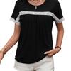Spring/Summer 2026 Women's Round Neck Lace Patchwork Short Sleeve T-shirt