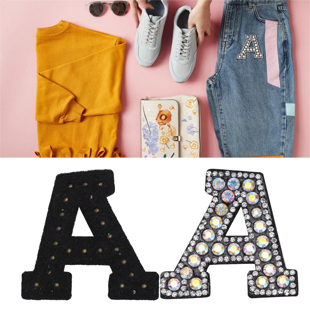 26 Stück Buchstaben Applikation Strasssteine Vliesstoff Kleidung Taschen Aufnäher Zubehör