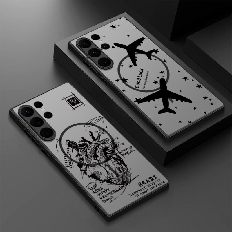 Mountain Peak Aircraft Print Case For Samsung Galaxy S25 S23 S24 Ultra S21 S20 S24 FE S22 Plus For Magsafe Magnetic Matte Cover
