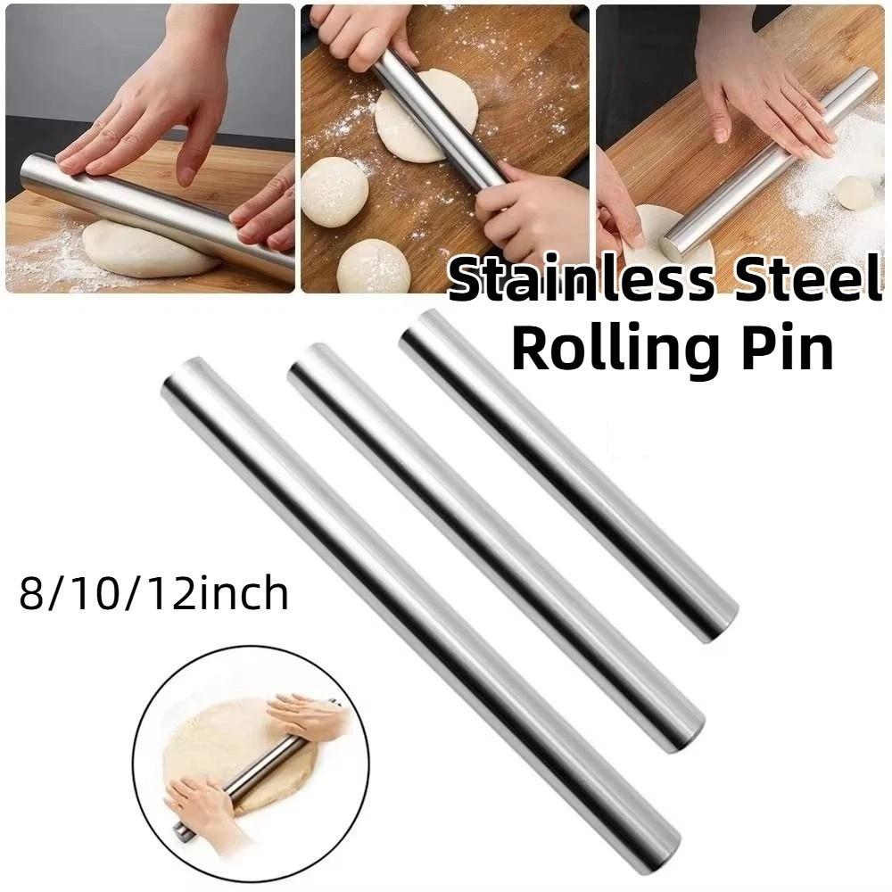 Smooth Surface Stainless Steel Rolling Pin 8/10/12inch Pizza Pastry Roller  Cooking Tool