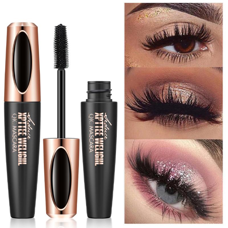 Mascara 4D che allunga ciglia impermeabili mascara per occhi volume nero con fibre di seta pennello strumento per trucco ciglia cosmetici