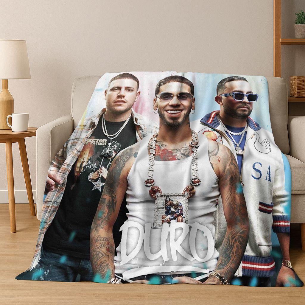 Free Anuel AA Rapper Hip Hop Singer Star Flannel Blanket Soft Warm Throw Blanket for Bedroom Living Room Bed Camping Picnic Gift