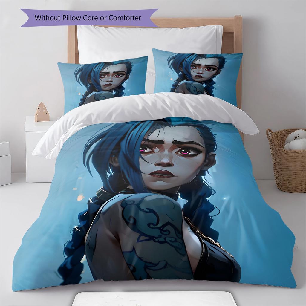 Set Copripiumino Trapuntato con Motivo Anime Federe Decorazione Casa Regalo di Compleanno (1 * copripiumino + 2 * federa, senza nucleo)