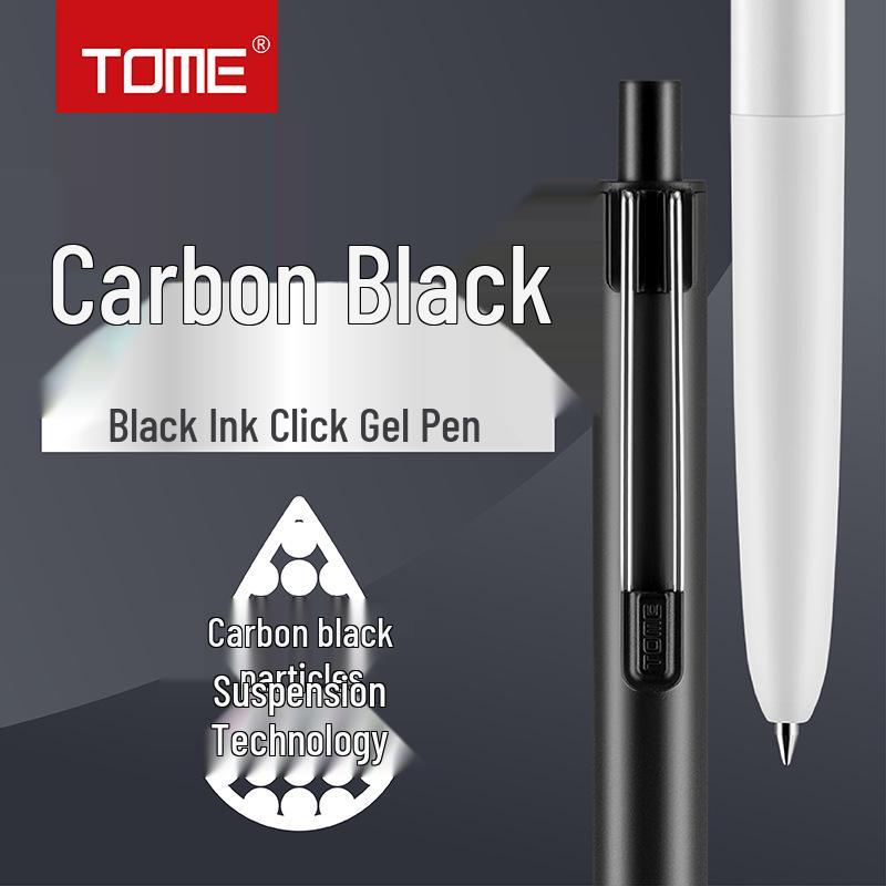 TOME Black 0.5mm Click Gel Pen with Bullet Tip for Exam and Note-taking