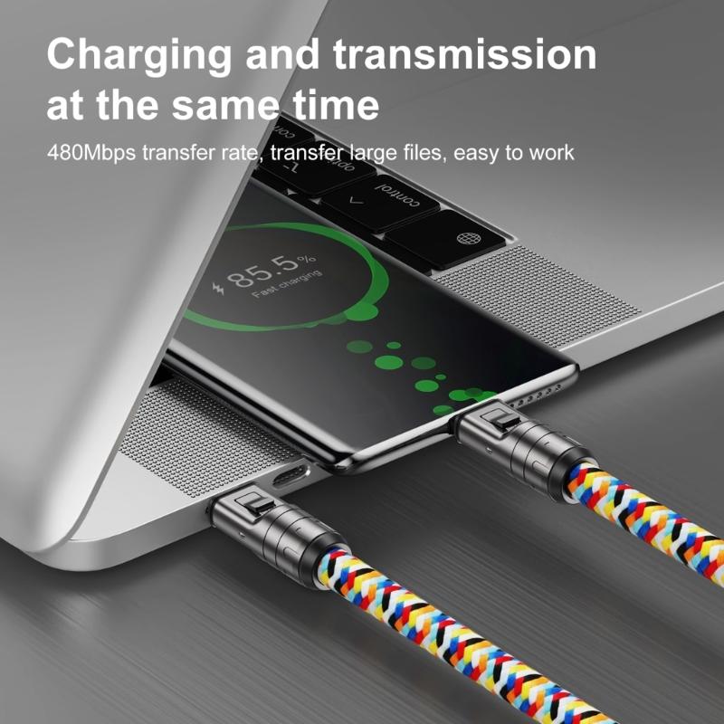 Portable Mobile Phone Lanyard PD240W Charging Cable, 2 in 1 USB Type C Data Cord Quick Charging Cable for Travel