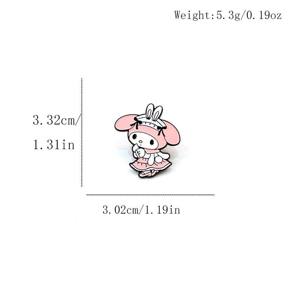 European & American Cartoon Brooch: Cinnamoroll, Pochacco, Kuromi, Hello Kitty with Green Plant Imitation Enamel Alloy Badge