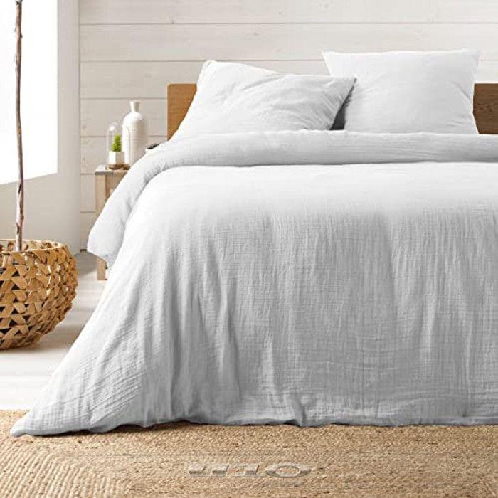 Parure de lit - PROMO LINGE - Gaze de coton - 260x240cm - Blanc