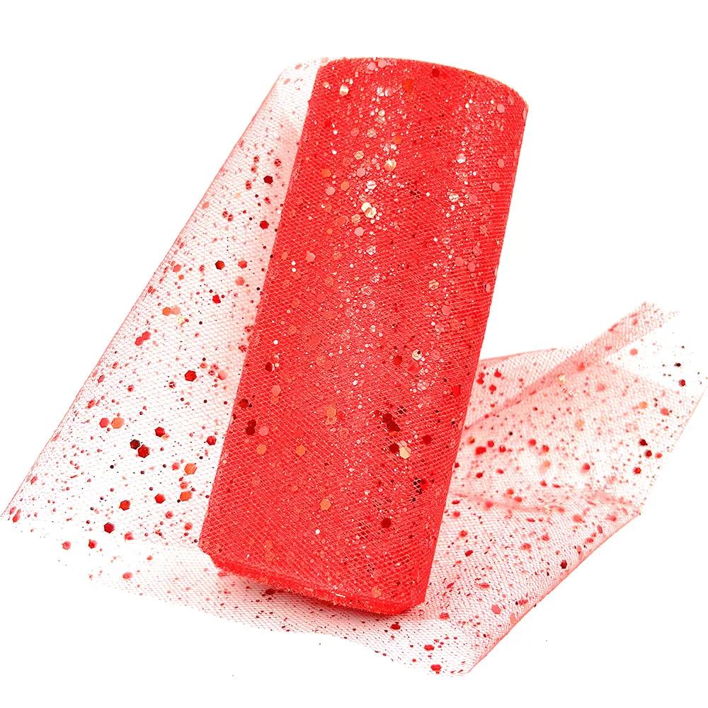 Glitter Tulle Fabric Roll 6 Inch 10 Yards Sequin Sparkling Ribbon Spool Netting for Wedding Tutu Skirt Gift Wrapping Party Decor