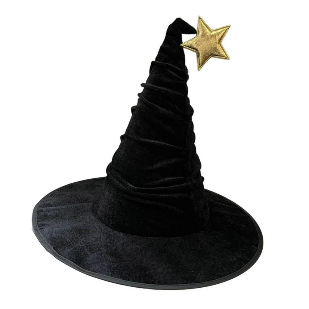 Samt Zauberhut Faltbarer Halloween Hut Einfach zu verstauen Halloween Hexenhut Damen Herren
