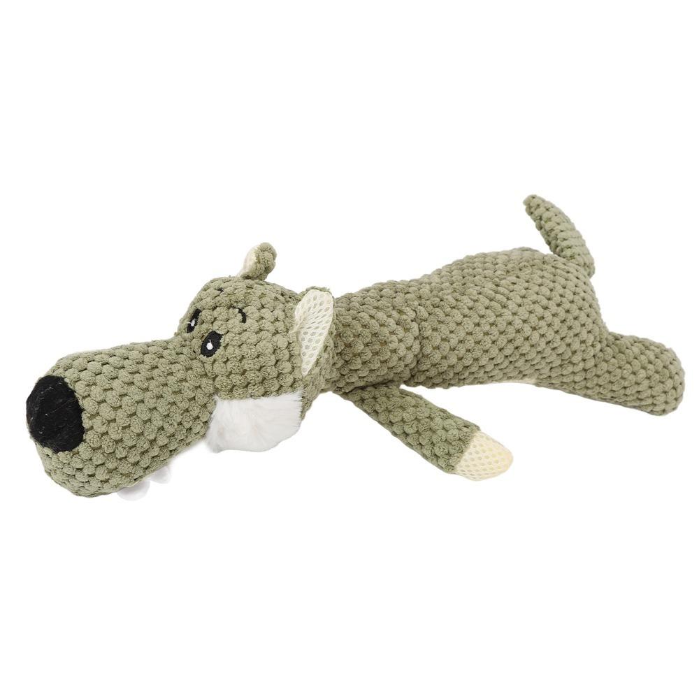 Paw Tough Stitching Squeaky Puppy Molar Toy Wolf Shaped Dog Toy  Indoor Daily Play Wolf Plush Dog Toy