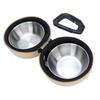 Foldable Dog Double Bowls Portable Stainless Steel Travel Pet Food Water Bowl with EVA Bag and Clip