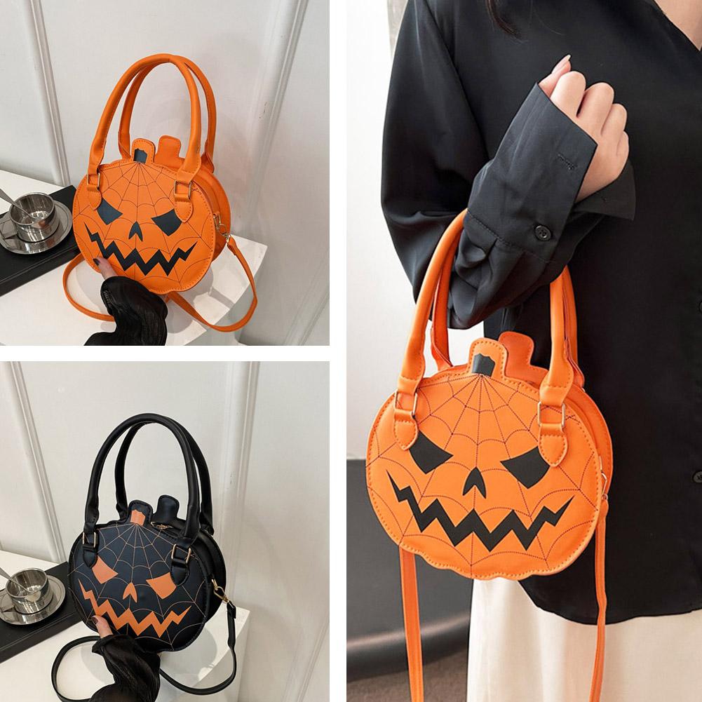 Halloween Crossbody Bag Fashion Contrasting Color Women's Bag Funny Pumpkin Bag Creative Splicing PU Shoulder Bag