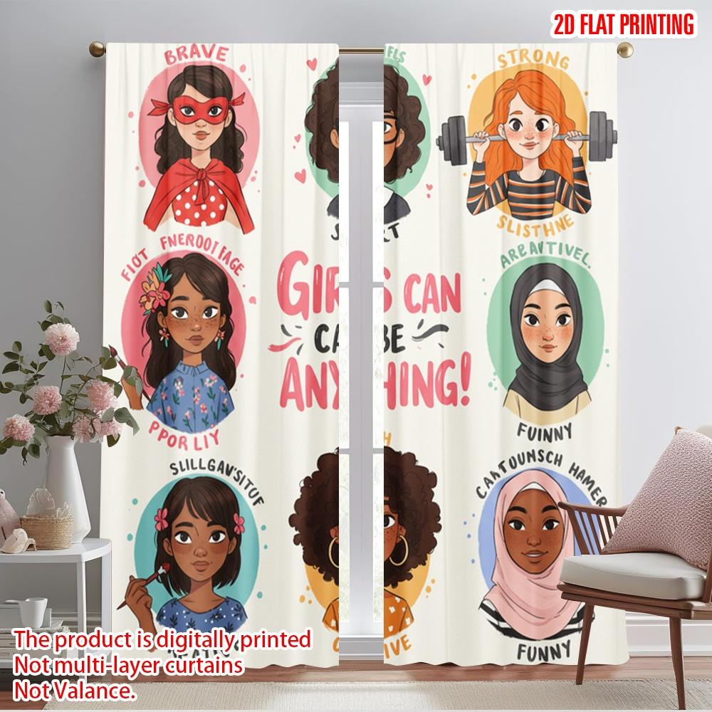 

2pcs 2D flat printing Party Curtains Brave Smart Creative Strong Polyester Fabric Without Electricity 0 Perfect for Holiday 52.50×116.00 CM 2pcs