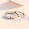 2Pcs Silver Color Sun Moon Couple Rings For Women Romantic Day Night Letter Ring Lover Engagement Banquet Jewelry Dating Gift
