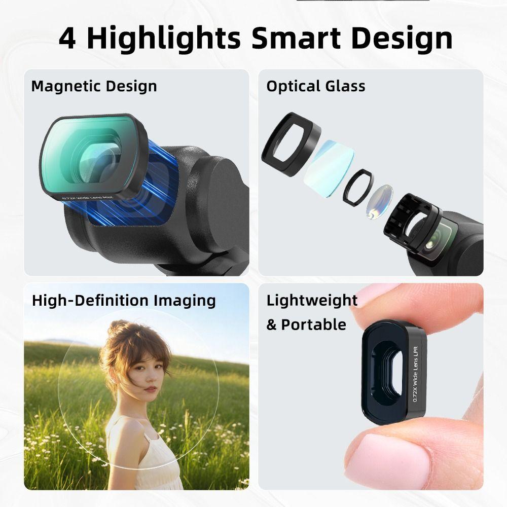 Magnetic Wide-Angle Lens Filter External Lens for DJI Osmo Pocket 4 3 Gimbal Camera Accessories