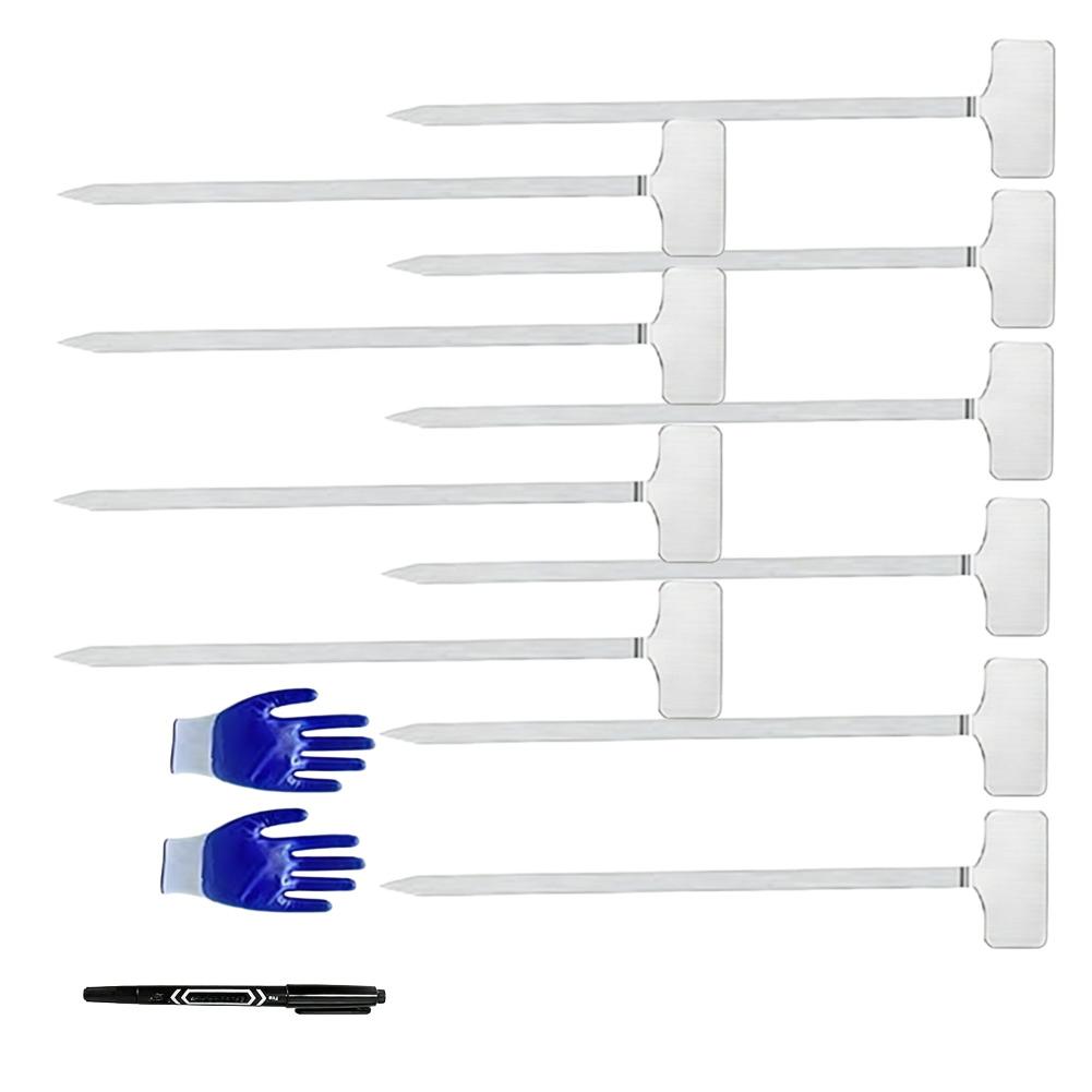 12pcs Plant Label Kit 201 Stainless Steel Garden Plant Label Set With Plastic Stakes For Marking Flowers Vegetables Herbs