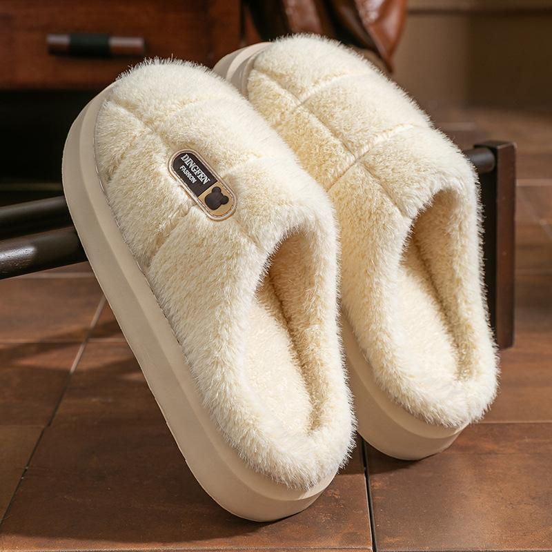 Cixi cotton slippers women's home use winter thick bottom indoor home non-slip warm couple winter plush men