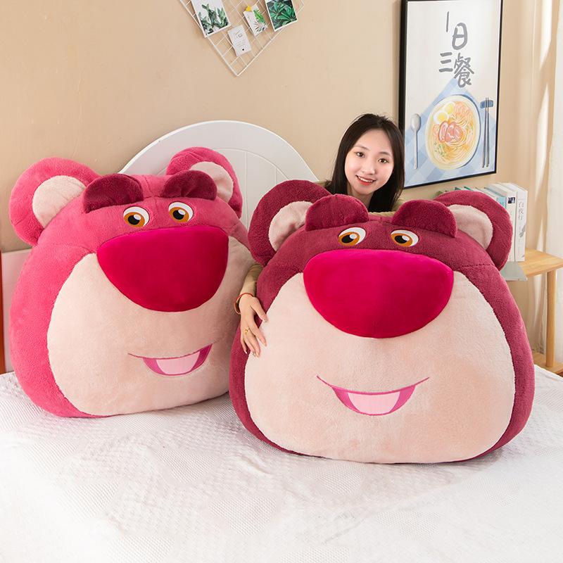 Strawberry Bear Throw Pillow Bedroom Bedside Cushion Large Backrest Student Dormitory by Playing Mobile Phone Bed Pillow Gift Girl