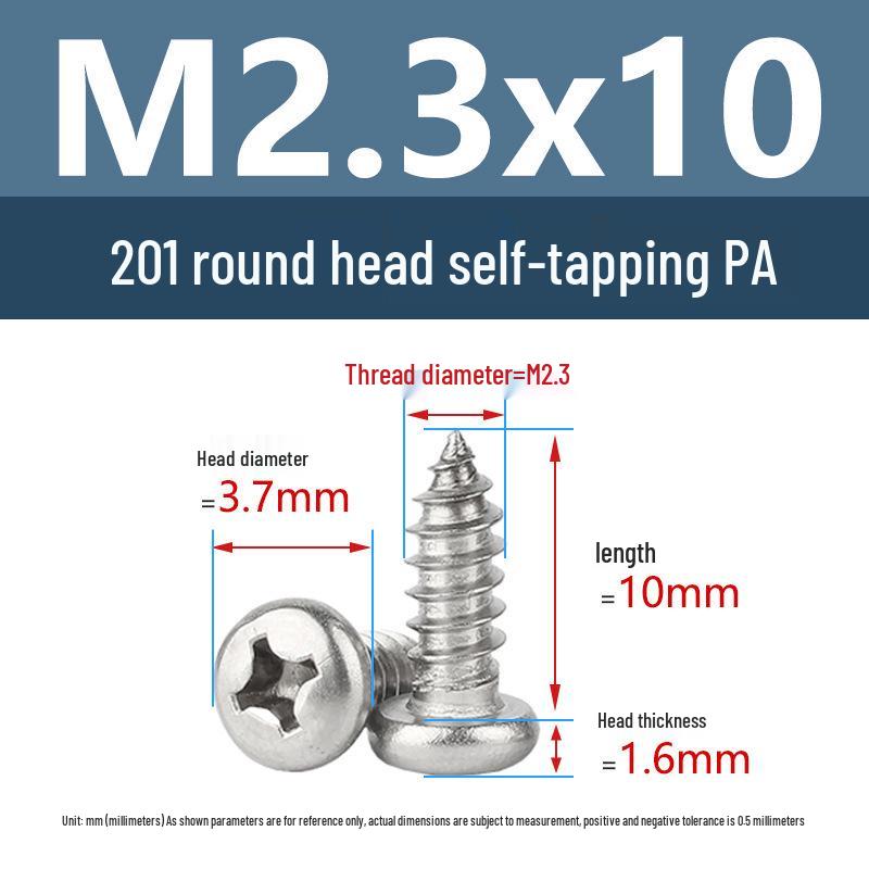 Yigu Yigu 201 Stainless Steel Phillips Round Head Self-Tapping Screws M1.7-M6