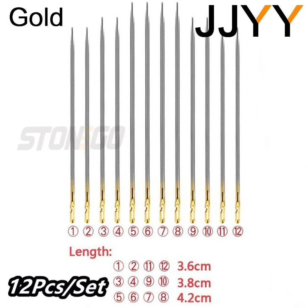 

Набор из 12 шт. Иглы для шитья с большим ушком и боковым отверстием для пожилых людей, ручные, для дома, из нержавеющей стали, нитки, одежда золотой