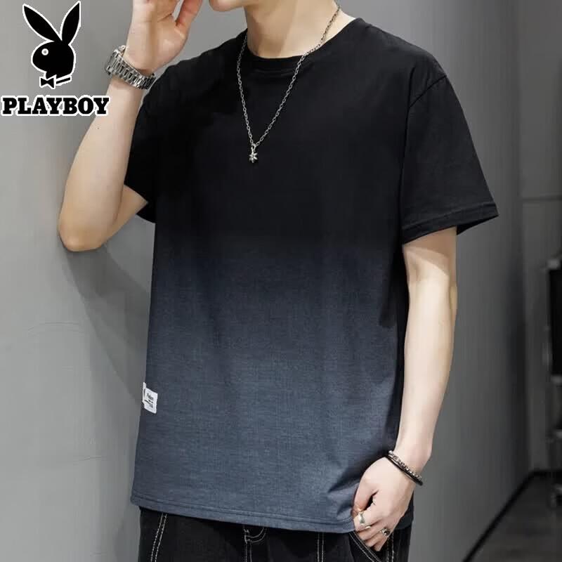 PLAYBOY Men s Loose Fit Gradient Cotton Short Sleeve T-Shirt L