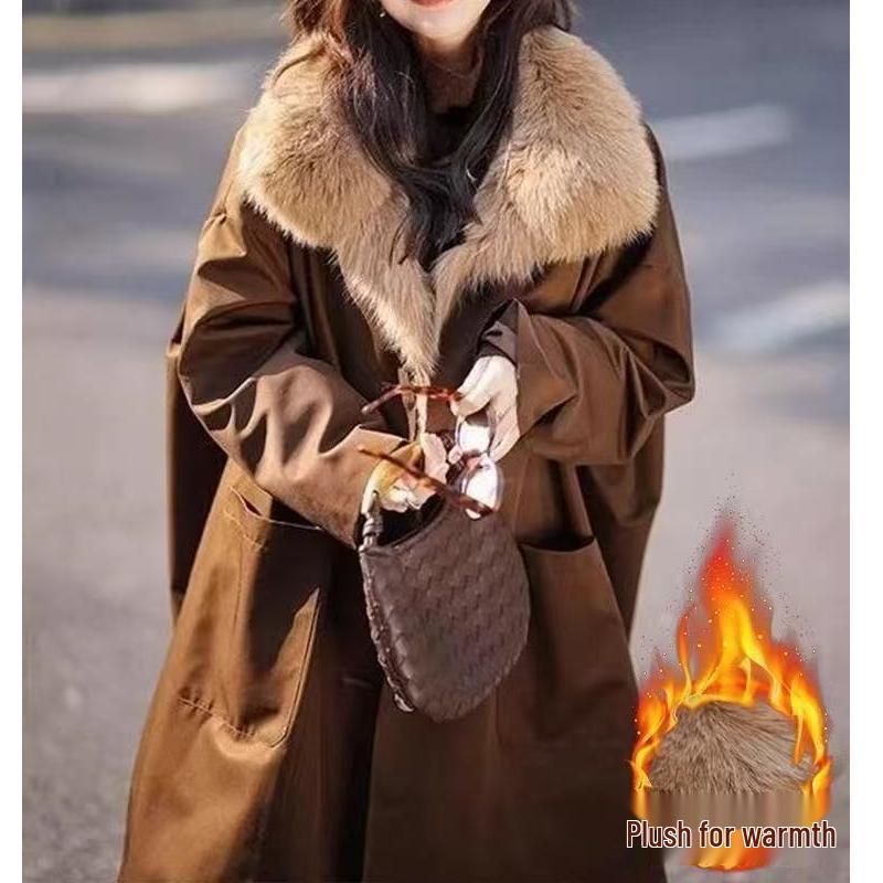 

2025 Winter Korean Style Fur Collar Wool Coat - Coffee Color L (100-115 jin, ships in 20 days) кофейный