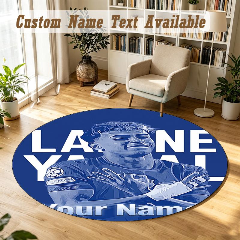 Round Rug Custom NameLamine Yamal Pattern Non Slip Carpet Home Floor Decor