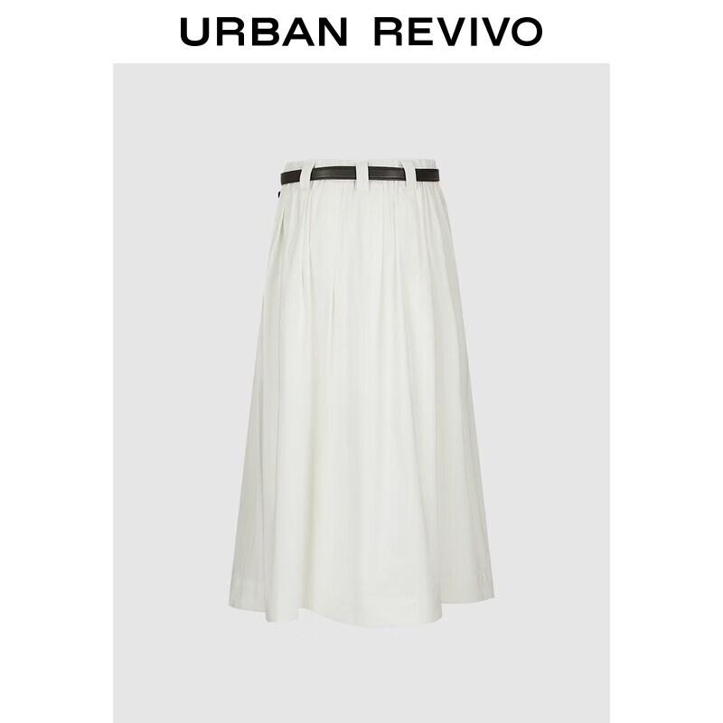 UR 2026 Women s High-Waist Pleated Belted Skirt S грязно-белый