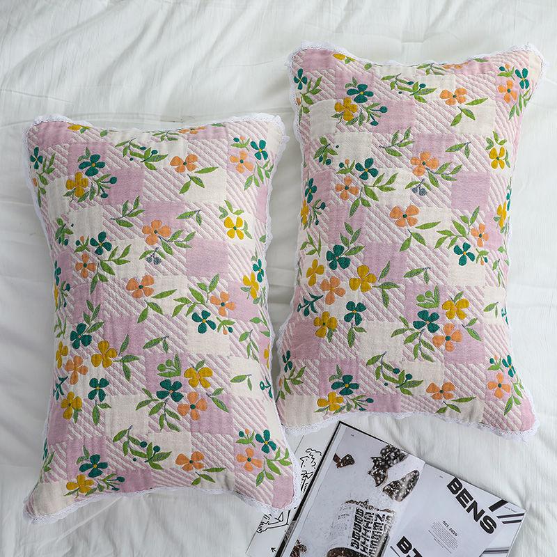 Floral Cotton Pillow Towel Soft Adults Bedding Household Sweat-absorbent Pillows Cover Four Seasons Thick Pillowcase Durable New