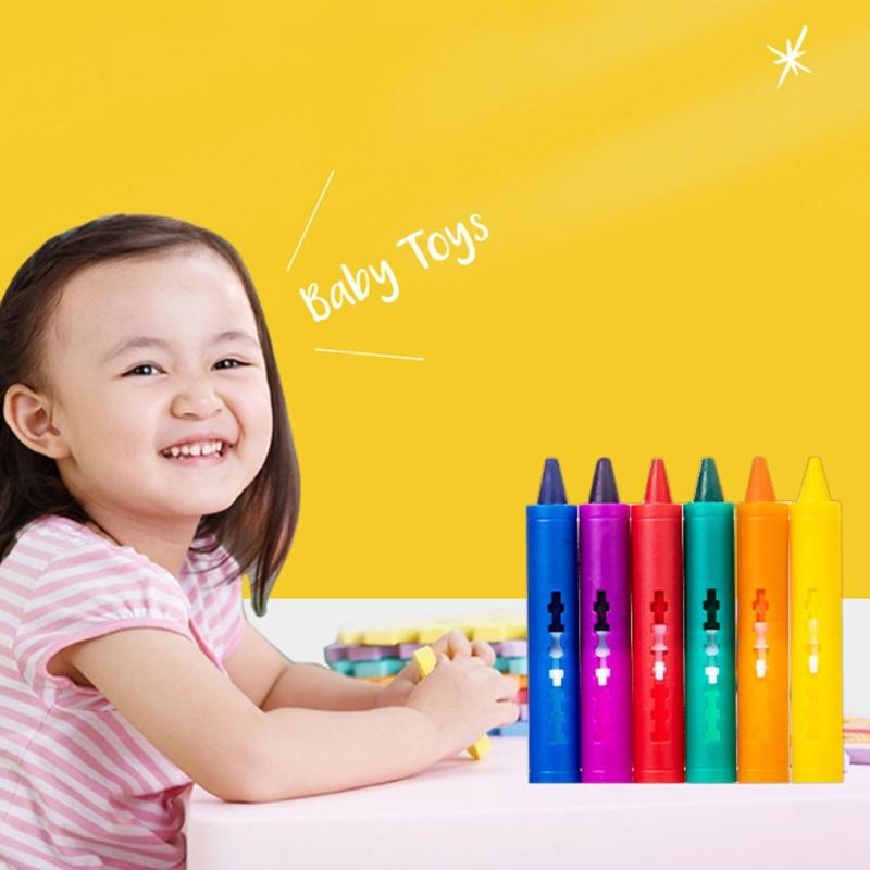 Washable Toddler Crayons 6 Color Easy to Grip Crayon with Pen Holder For Kids Aged 3 Doodling Art Drawing and Coloring