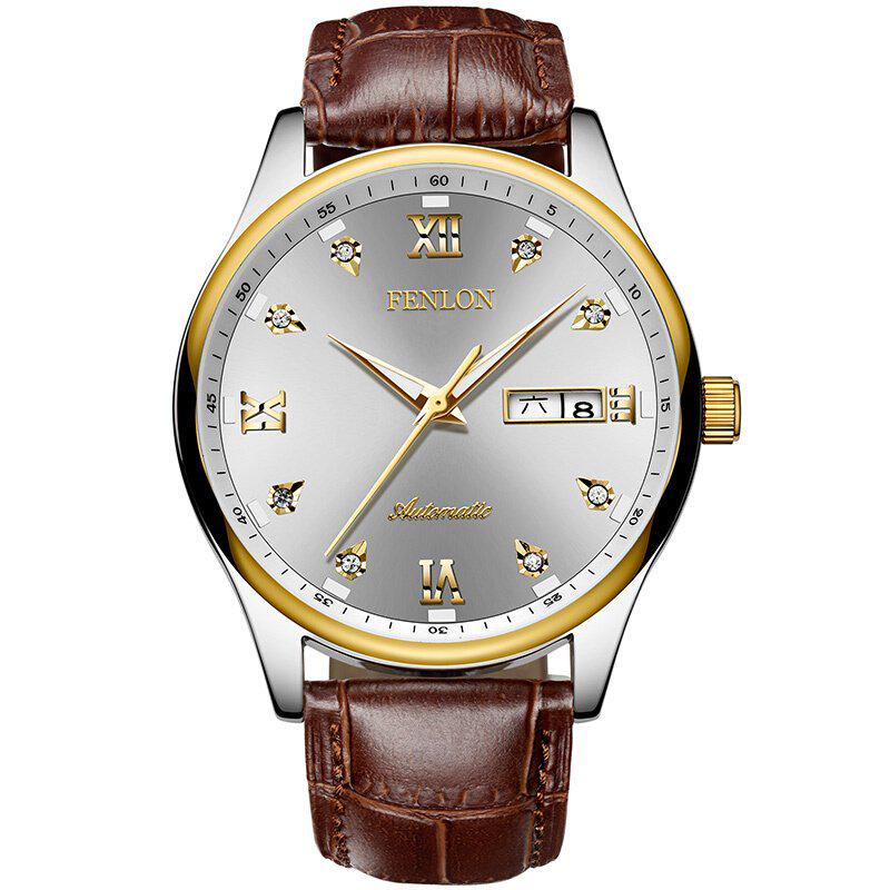 Fashion Stainless Steel Mens Mechanical Business Wrist Watch Top Brand Luxury Skeleton Male Clock