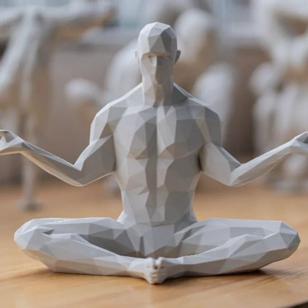 3D Yoga Pose Figurine – Male Plastic Desktop Ornament for Home & Office Decor
