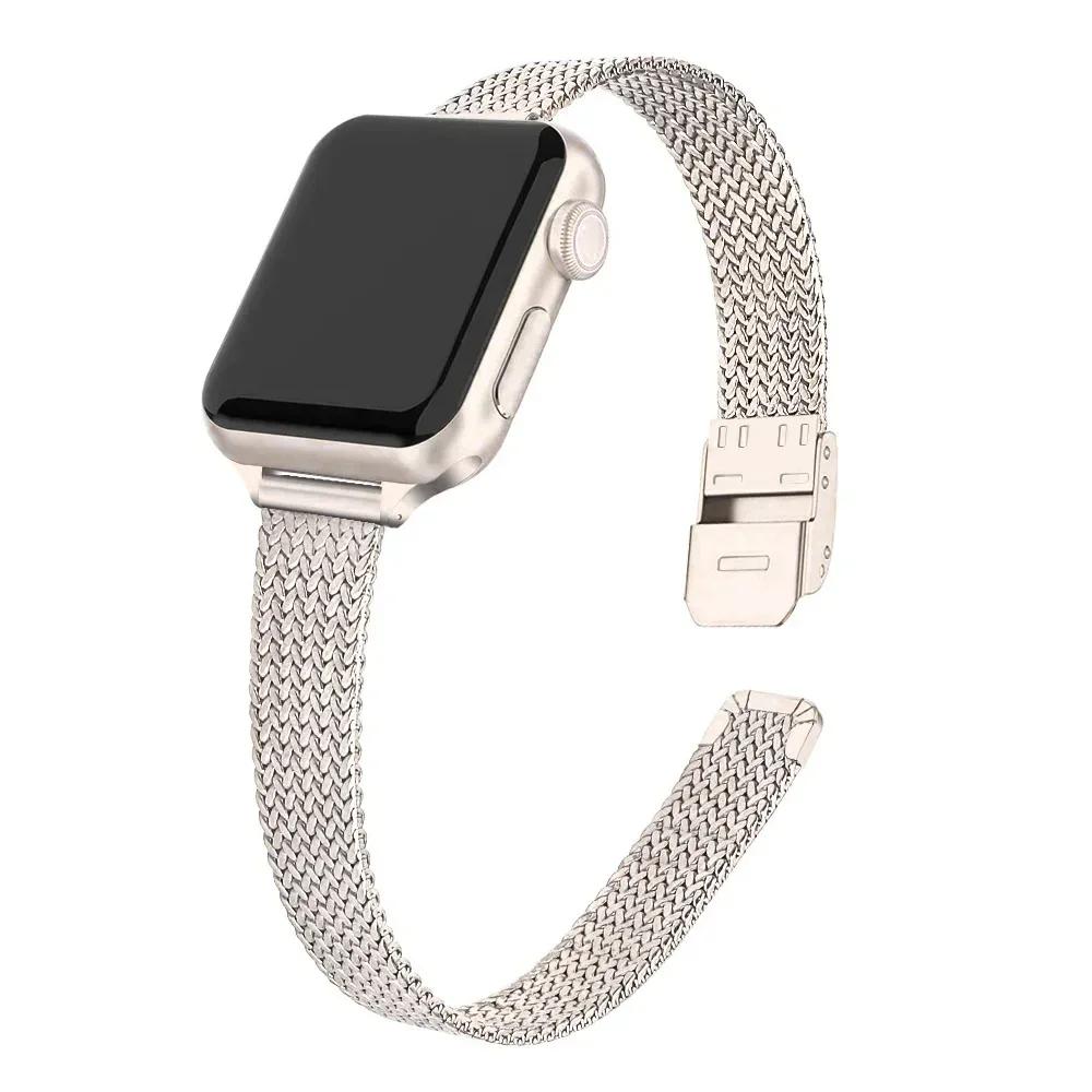 New Bracelet Metal Band for Apple Watch 10 9 8 7 6 SE 5 4 44 45 49MM Ultra Stainless Steel Milanese Strap for Iwatch 42MM 46MM