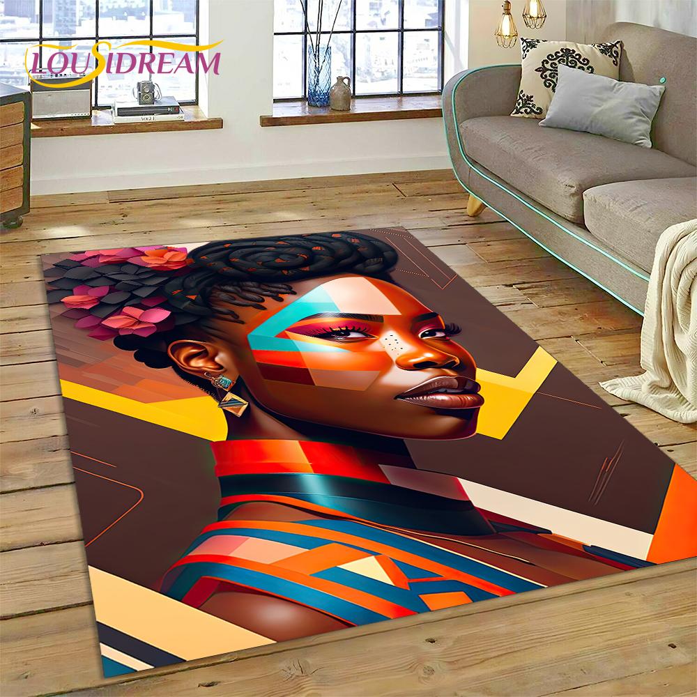 Cartoon Africa Ethiopian Custom Painting Art Carpet Rug for Bedroom Living Room Home Sofa Decoration,kids Large Decor Floor Mat