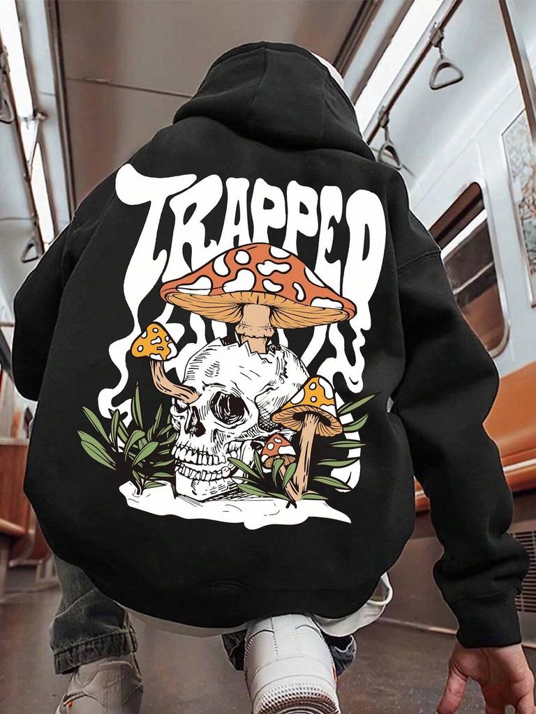 Skull Mushroom Printed Solid Unisex Hoodies Casual Autumn/Winter Sports Shirt Street Long Sleeves Minimalist Top sweatshirt