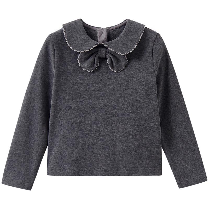 Hacikis Girls' Winter Fleece Bow Collar T-Shirt