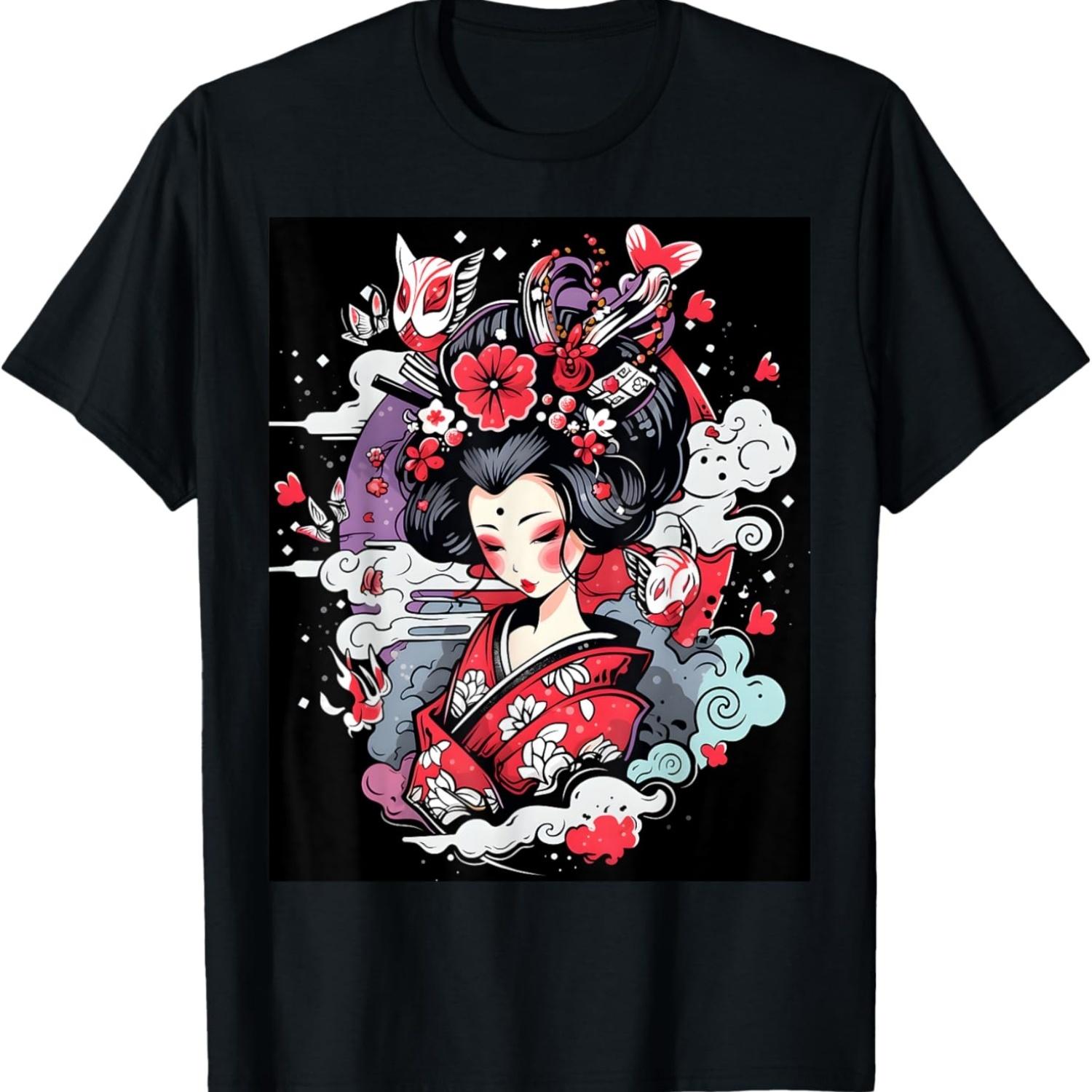 

Geisha Beauty Unveiled_ Striking Graphic T-Shirt S чёрный