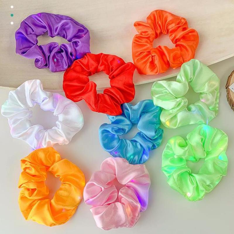 20pcs Light Up Hairband LED Glowing Scrunchy Girl Women Hair Tie Birthday Wedding Party Favors Supplies Hair Accessories