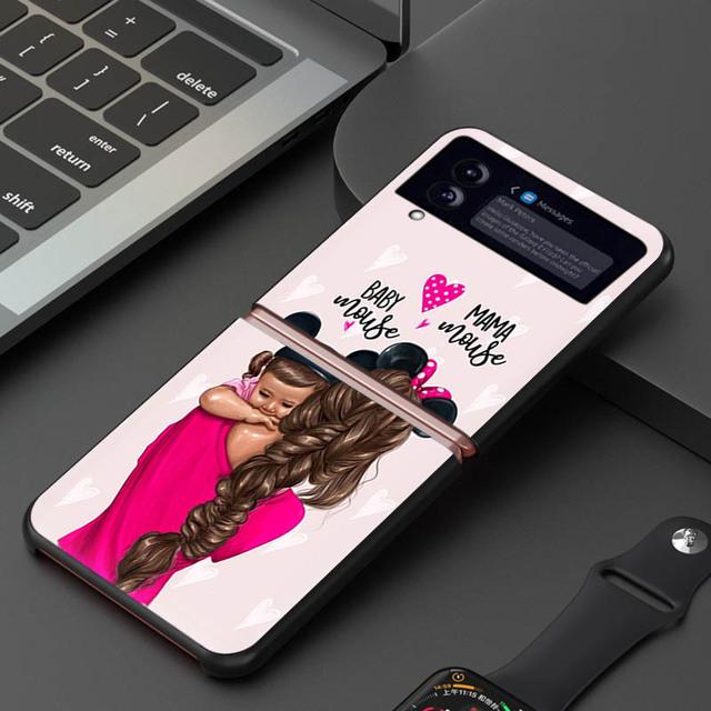 

Чохол для телефону для Samsung Galaxy Z Flip 3 5g Zflip Black Hard Case Super Baby Mom Printing Protection Cover для Z Flip3 Zflip3 for Samusng Z Flip4