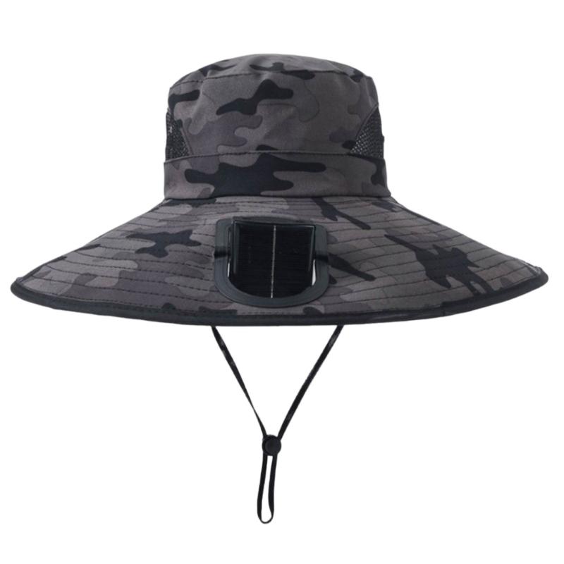 Solar Powered Cooling Hat With Solar Fan Adjustable Fan Breathable Neck Flap For Outdoor Fishing Camping Hiking