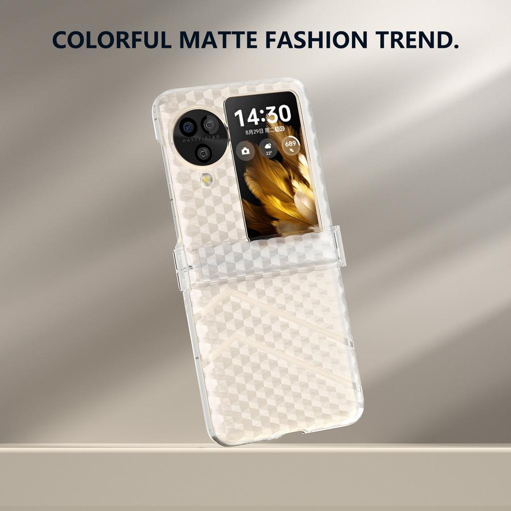 For Oppo Find N3 Flip 5G Case Matte PC Clear Phone Cover with Hinge Protection