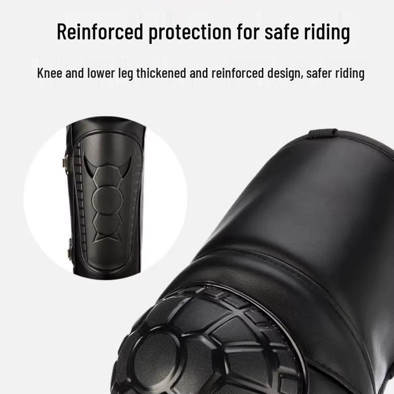 Unisex Winter Electric Motorcycle Knee Pads: Cold-Proof, Waterproof, Windproof, Thickened Fleece-Lined Leg Warmers for Riding
