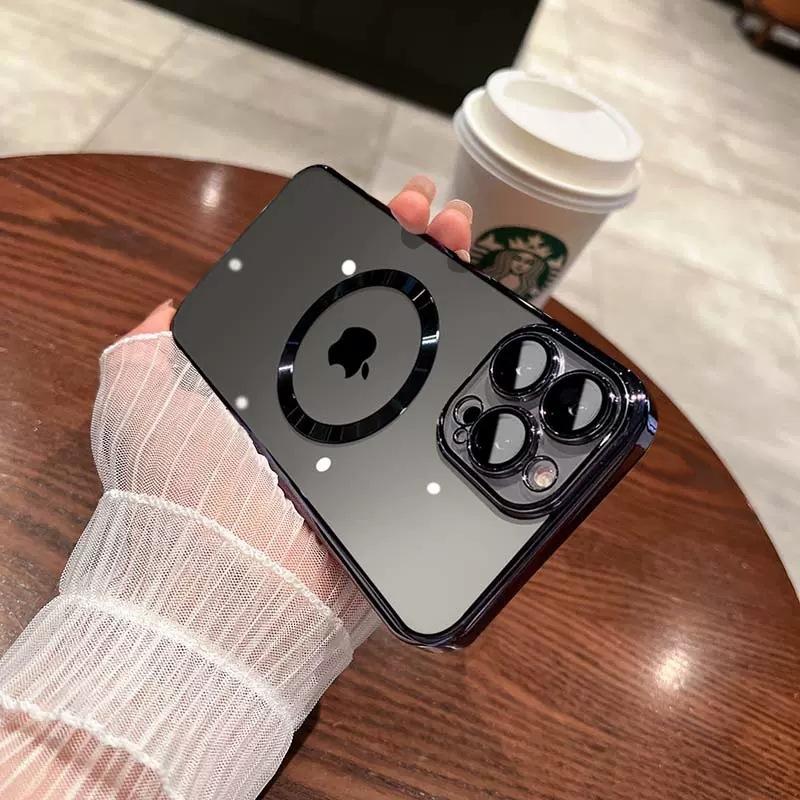 Applicable To IPhone 16 Electroplated Magnetic Phone Case Apple 15pro Full Package Lens Film 14 Transparent PC Protection Case